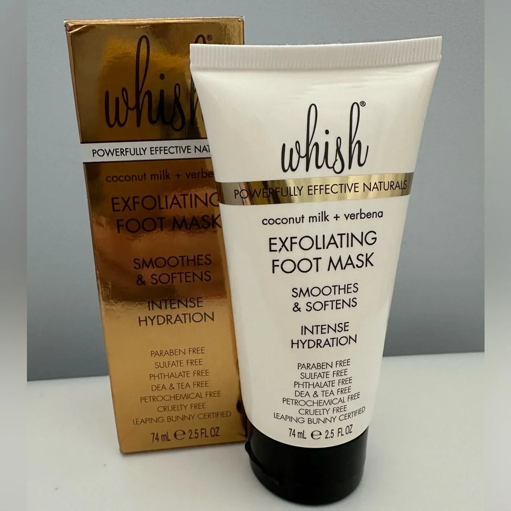 Whish Exfoliating Foot Mask, Smoothes & Softens, intense Hydration, 2.5 oz